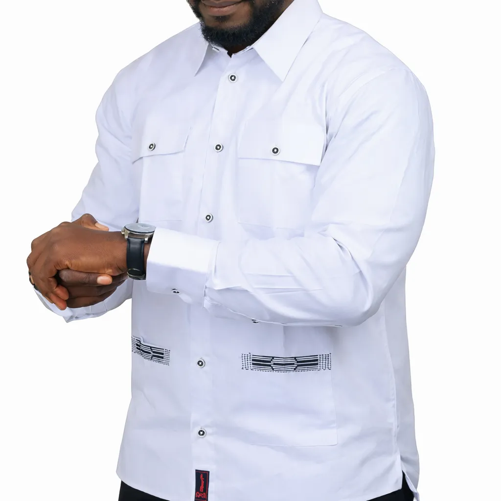Chemise en coton blanche à manches longues – 1 pièce