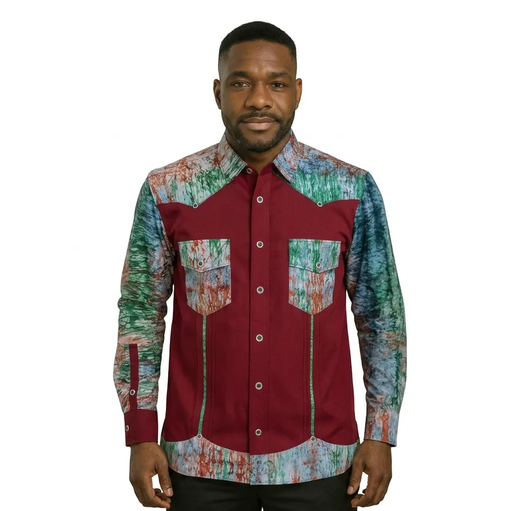 Chemise en coton rouge à manches longues – 1 pièce
