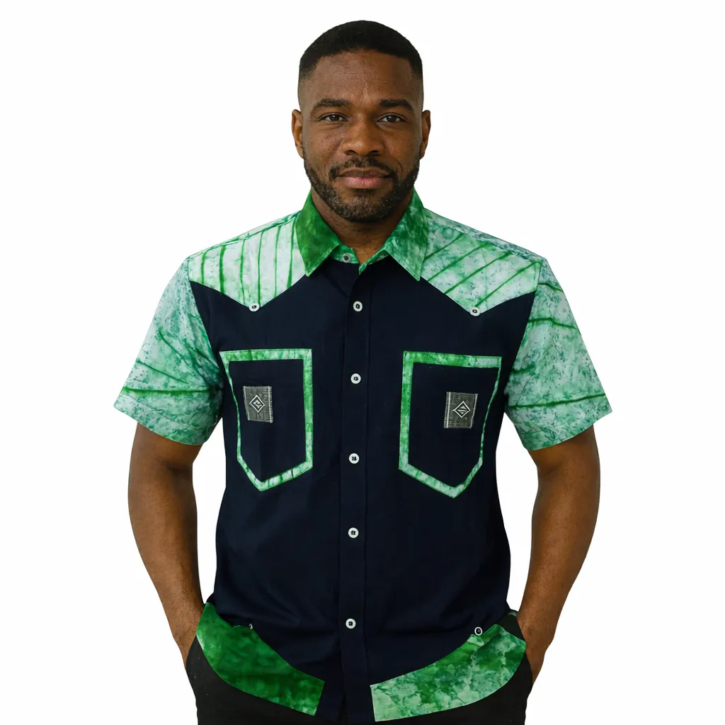 Chemise en coton verte à manches courtes – 1 pièce