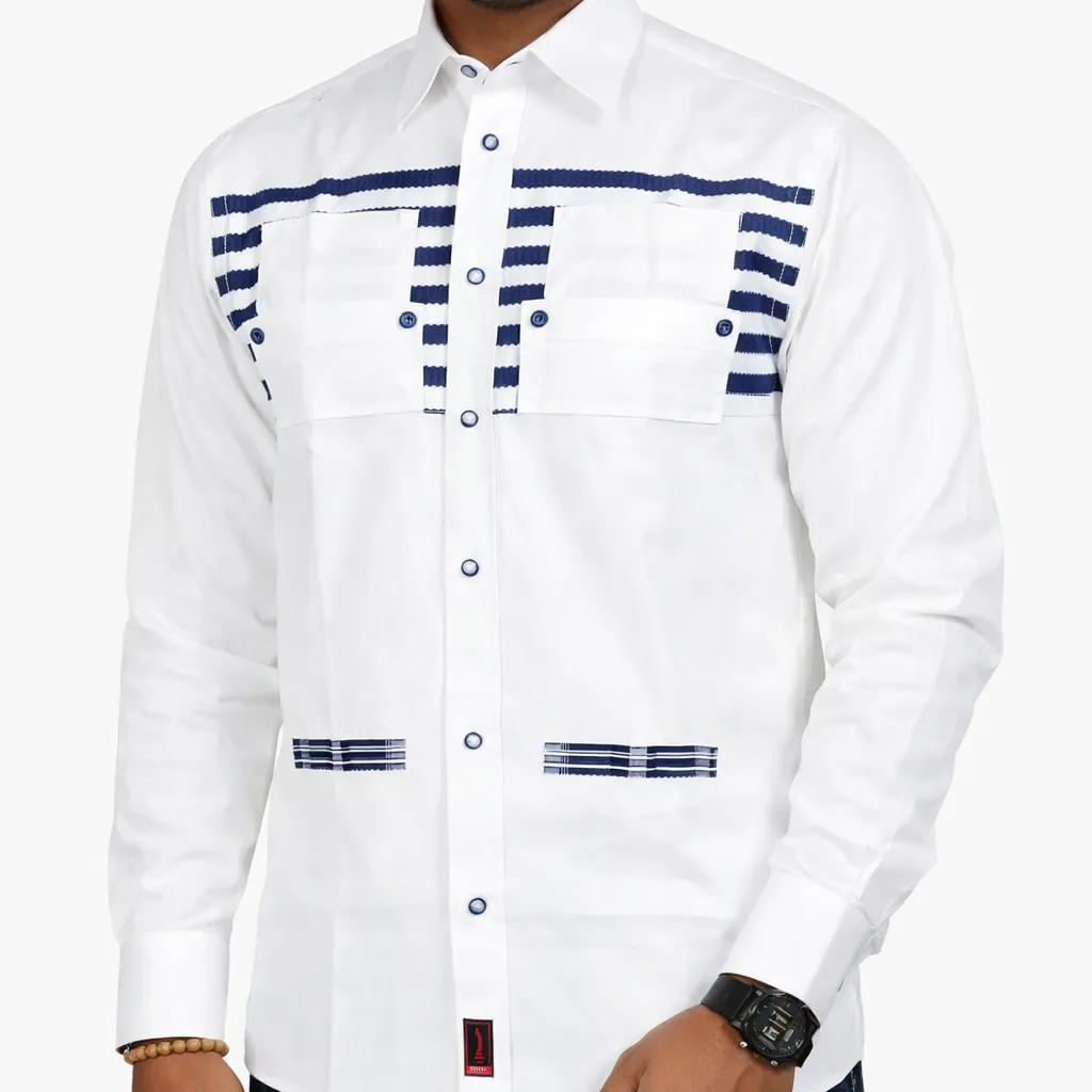 Chemise en coton blanche à manches longues - 1 pièce