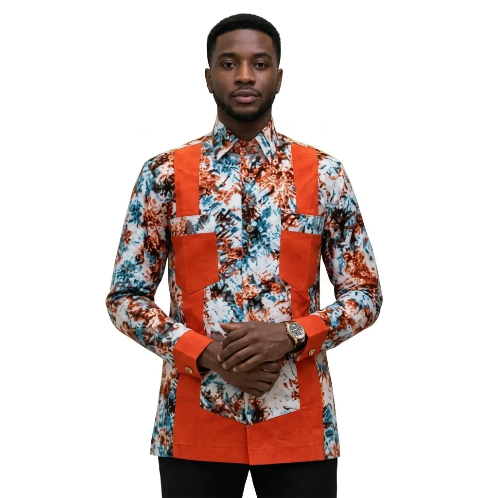 Chemise en coton multicolore à manches longues – 1 pièce