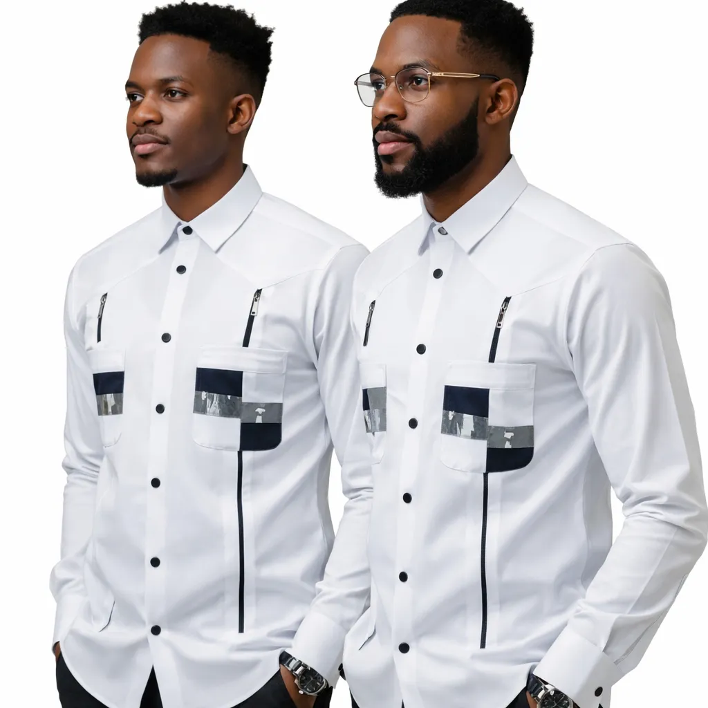 Chemise en coton blanche à manches longues - 1 pièce